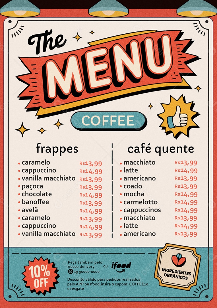 Modelo de Cardápio Cafeteria PSD Editável