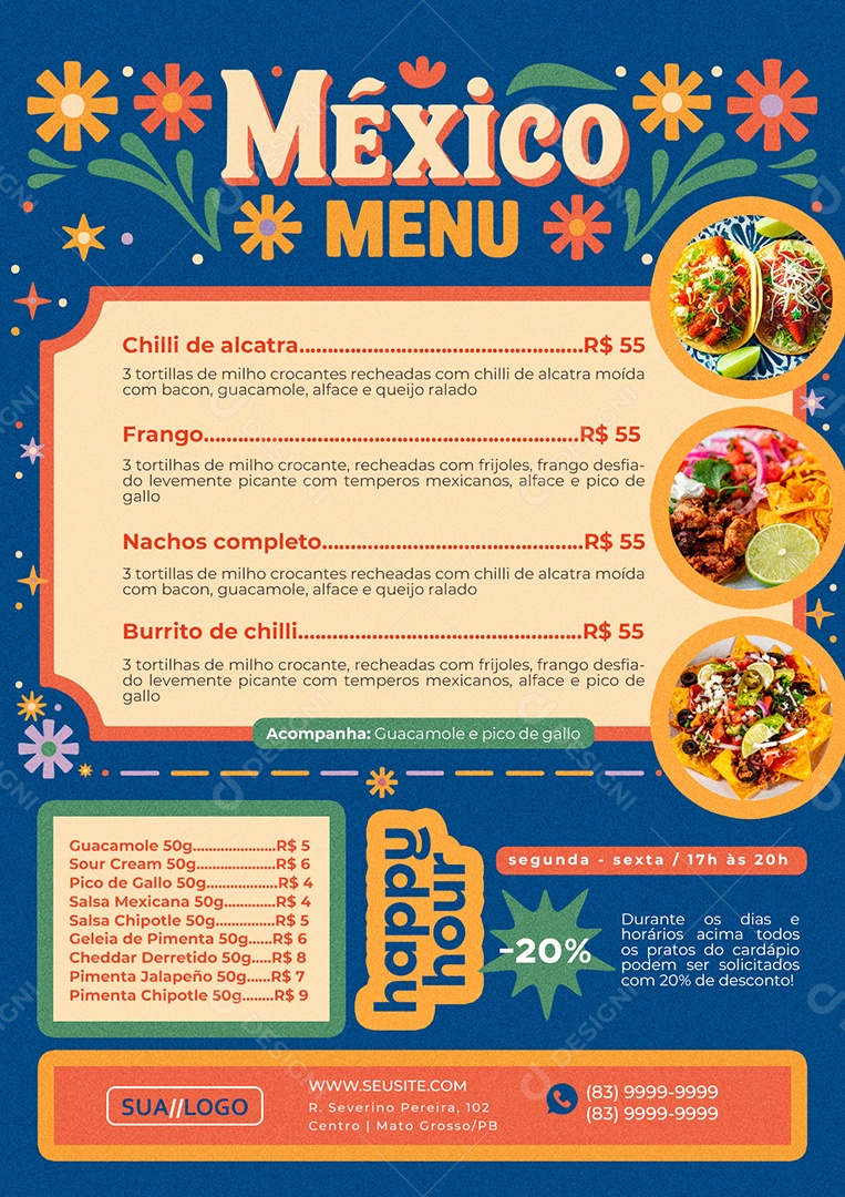 Modelo de Cardápio Comida Mexicana PSD Editável