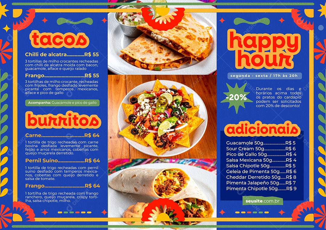 Modelo de Cardápio Comida Mexicana PSD Editável