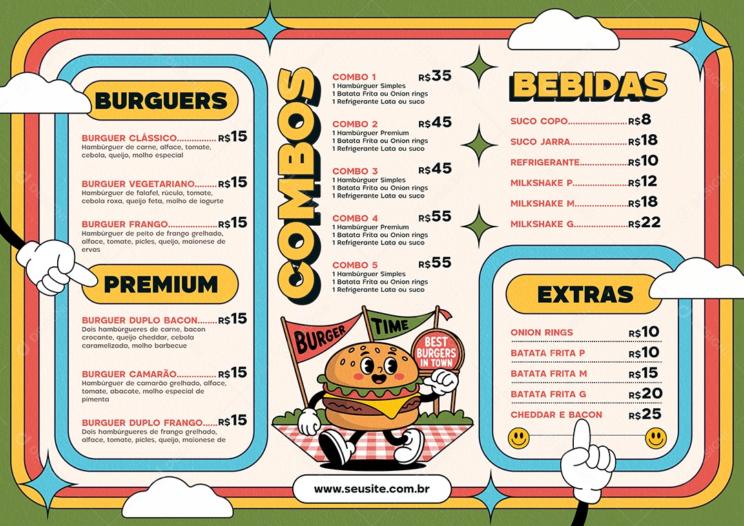 Modelo de Cardápio Hamburgueria PSD Editável