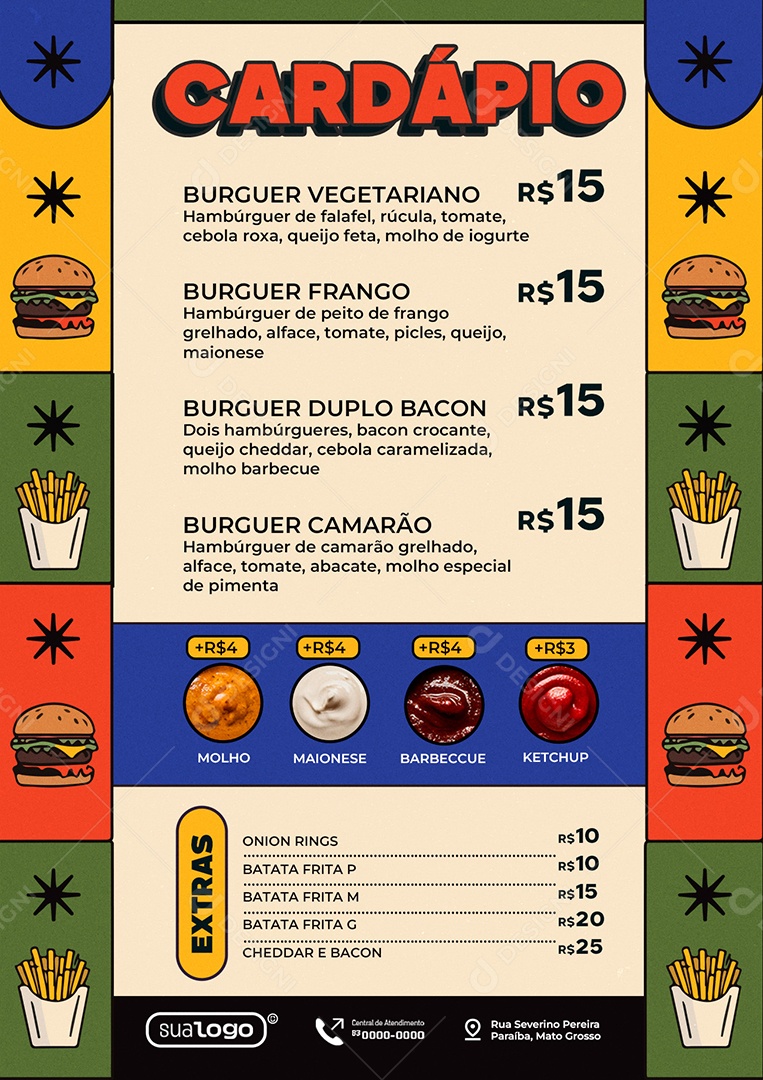 Modelo de Cardápio Hamburgueria PSD Editável