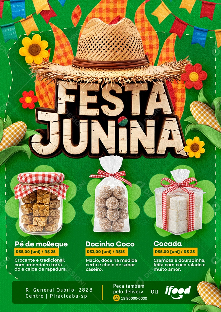 Modelo de Cardápio Festa Junina PSD Editável