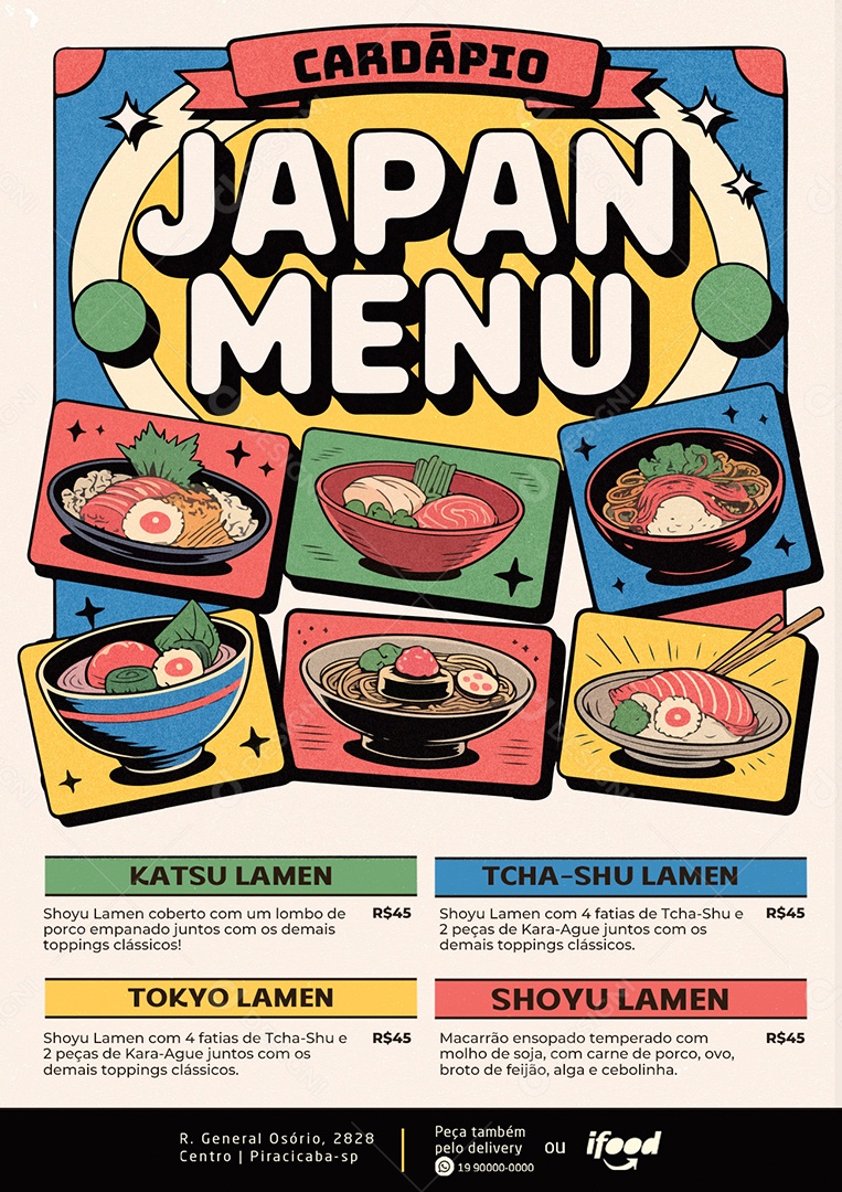 Modelo de Cardápio Lamen PSD Editável