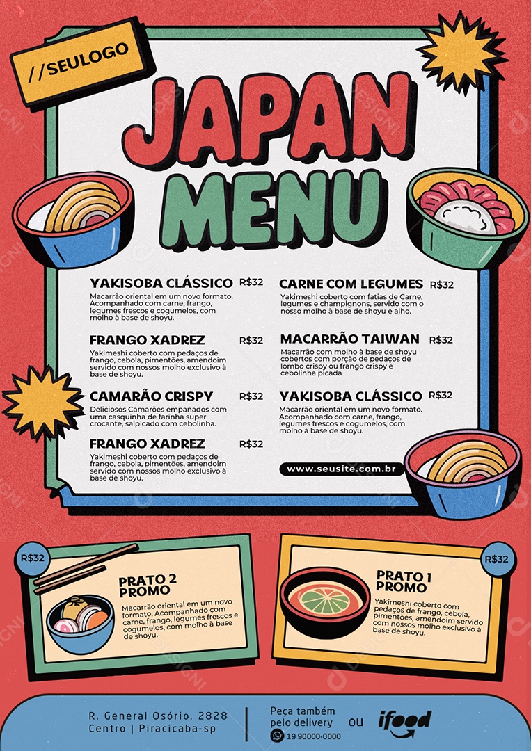 Modelo de Cardápio Lamen PSD Editável