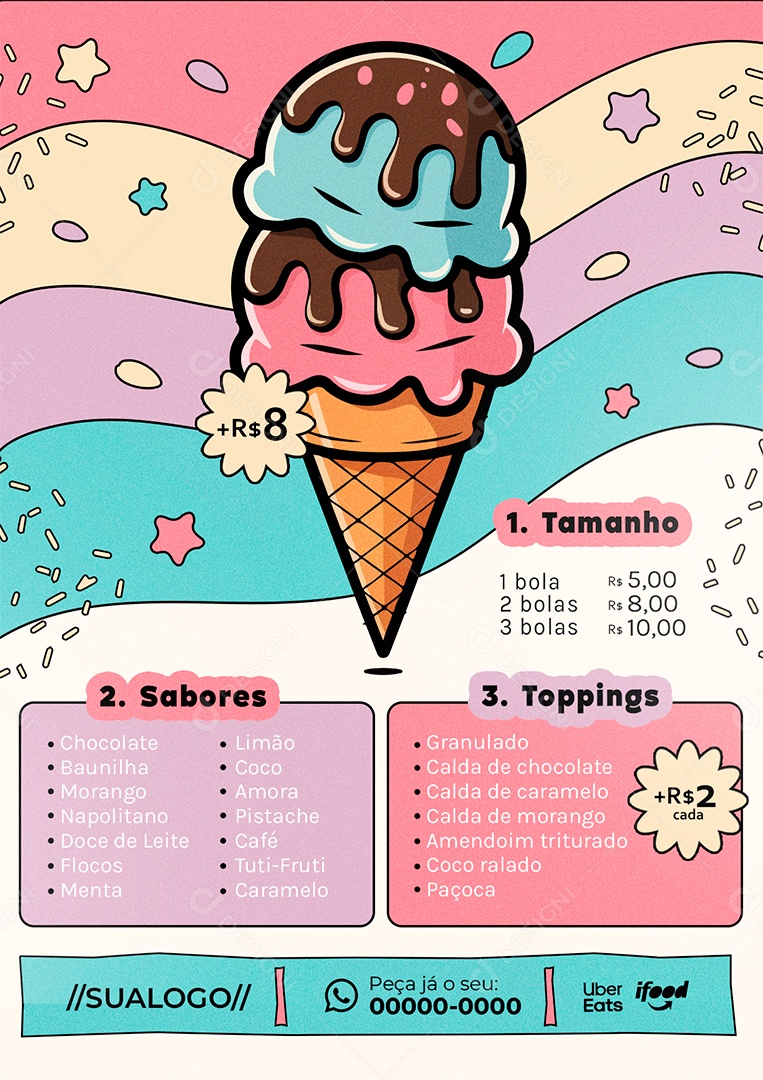 Modelo de Cardápio Sorveteria PSD Editável