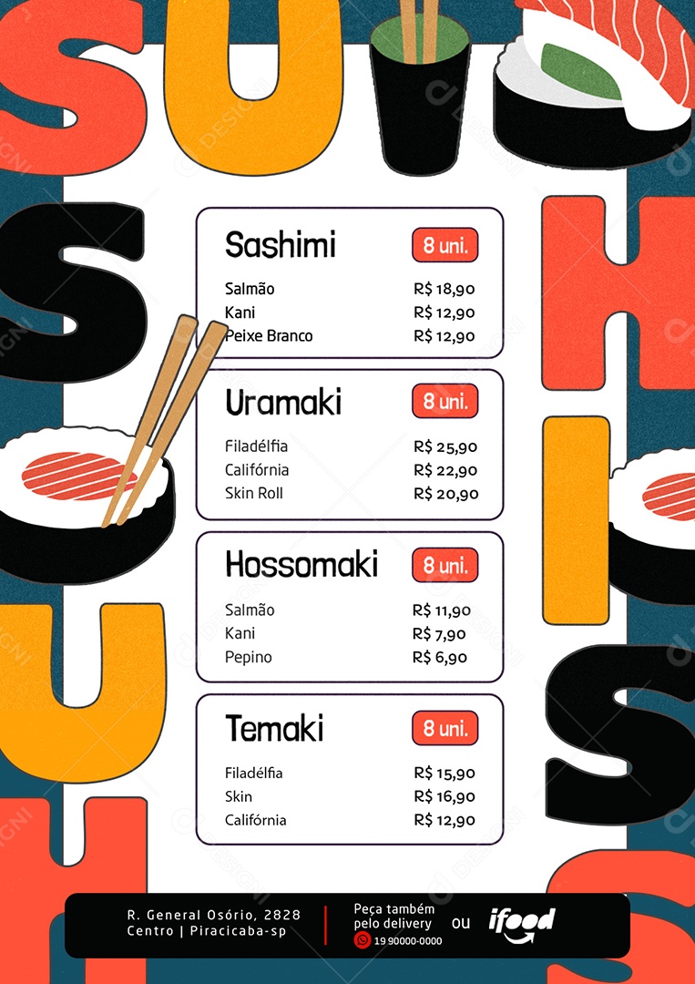 Modelo de Cardápio Sushi PSD Editável