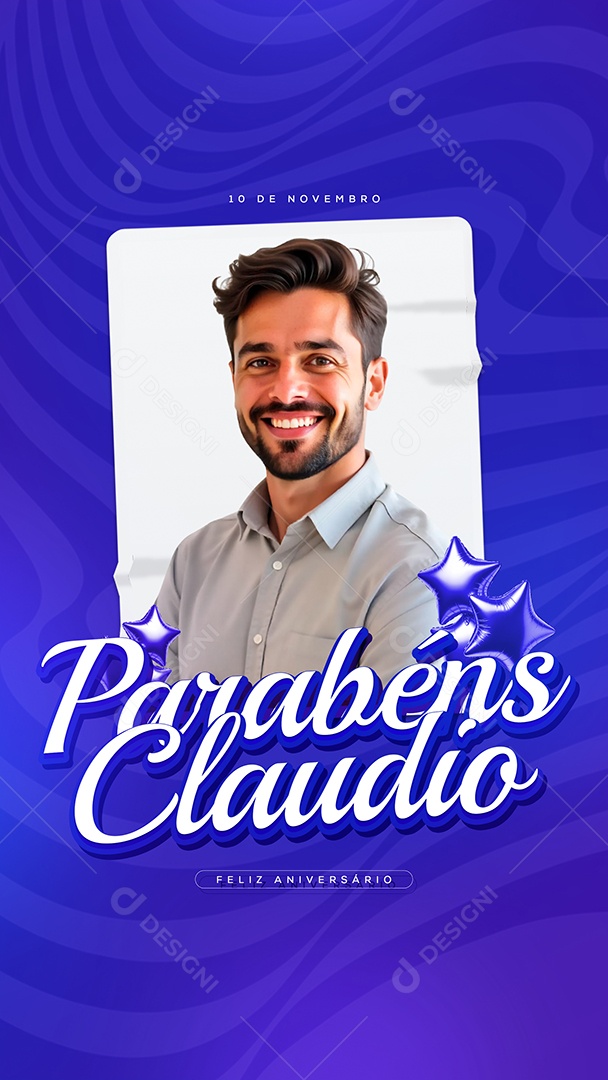 Story Aniversário Parabéns Claudio Social Media PSD Editável