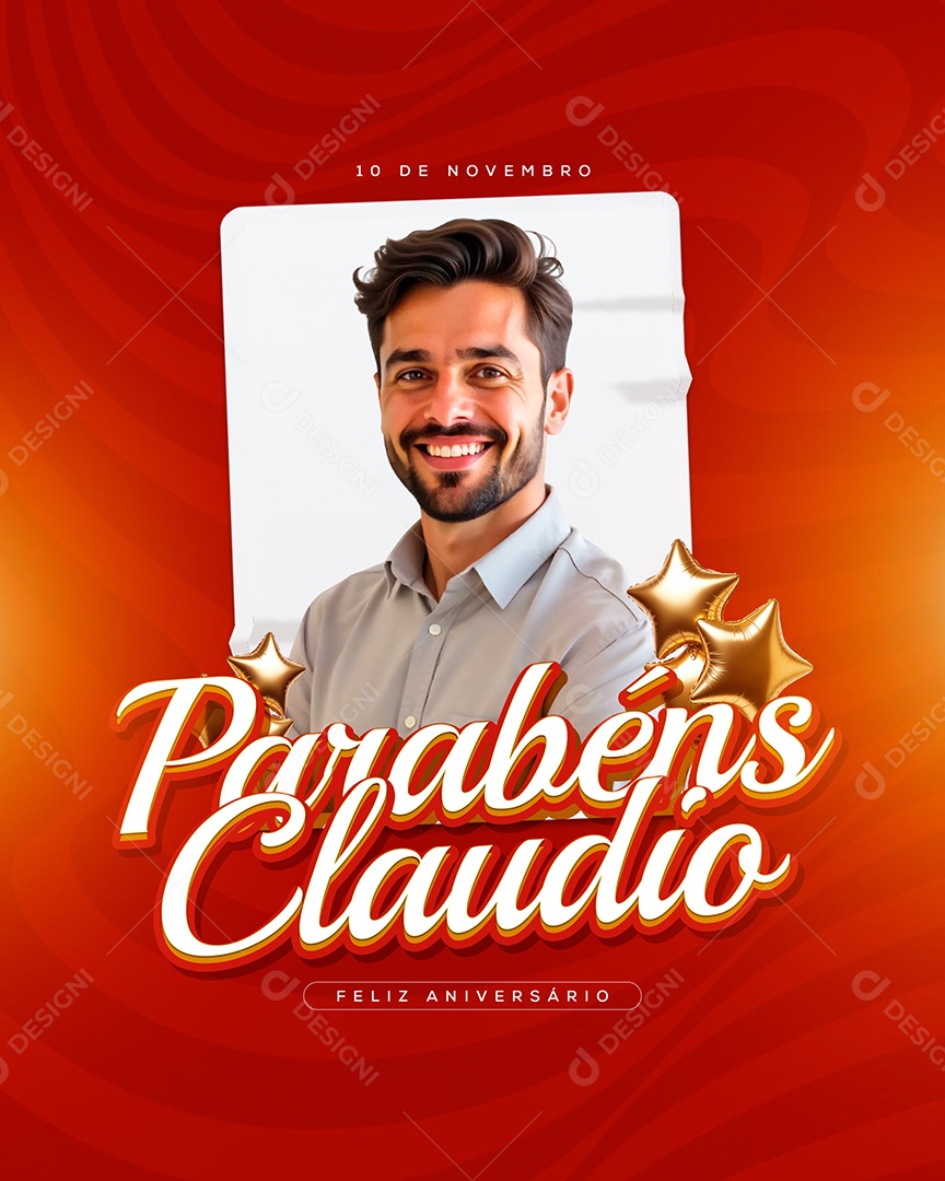 Feliz Aniversário Parabéns Claudio Social Media PSD Editável