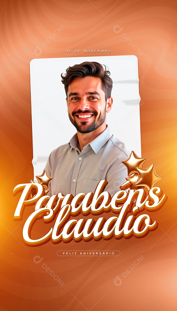 Story Feliz Aniversário Parabéns Claudio Social Media PSD Editável