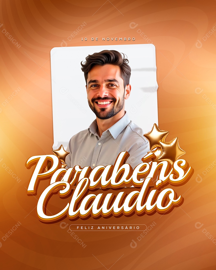 Feliz Aniversário Parabéns Claudio Social Media PSD Editável