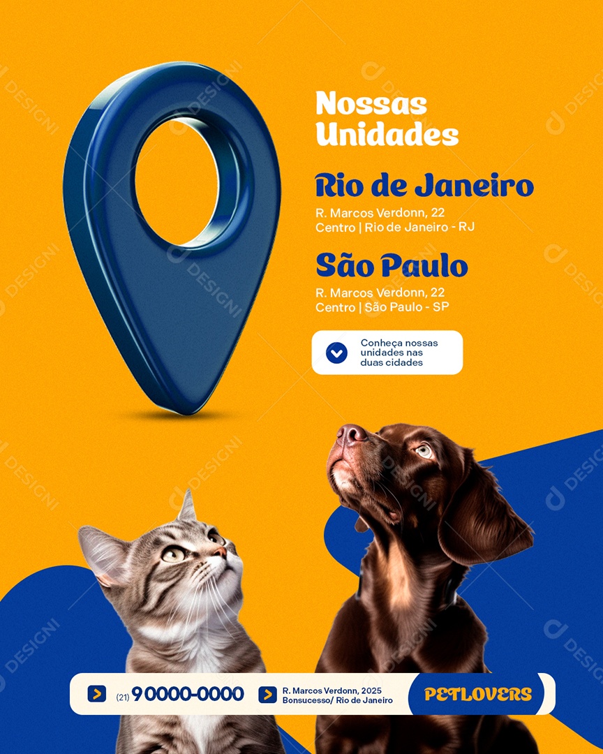 Clinica Veterinária Nossas Unidades Social Media PSD Editável