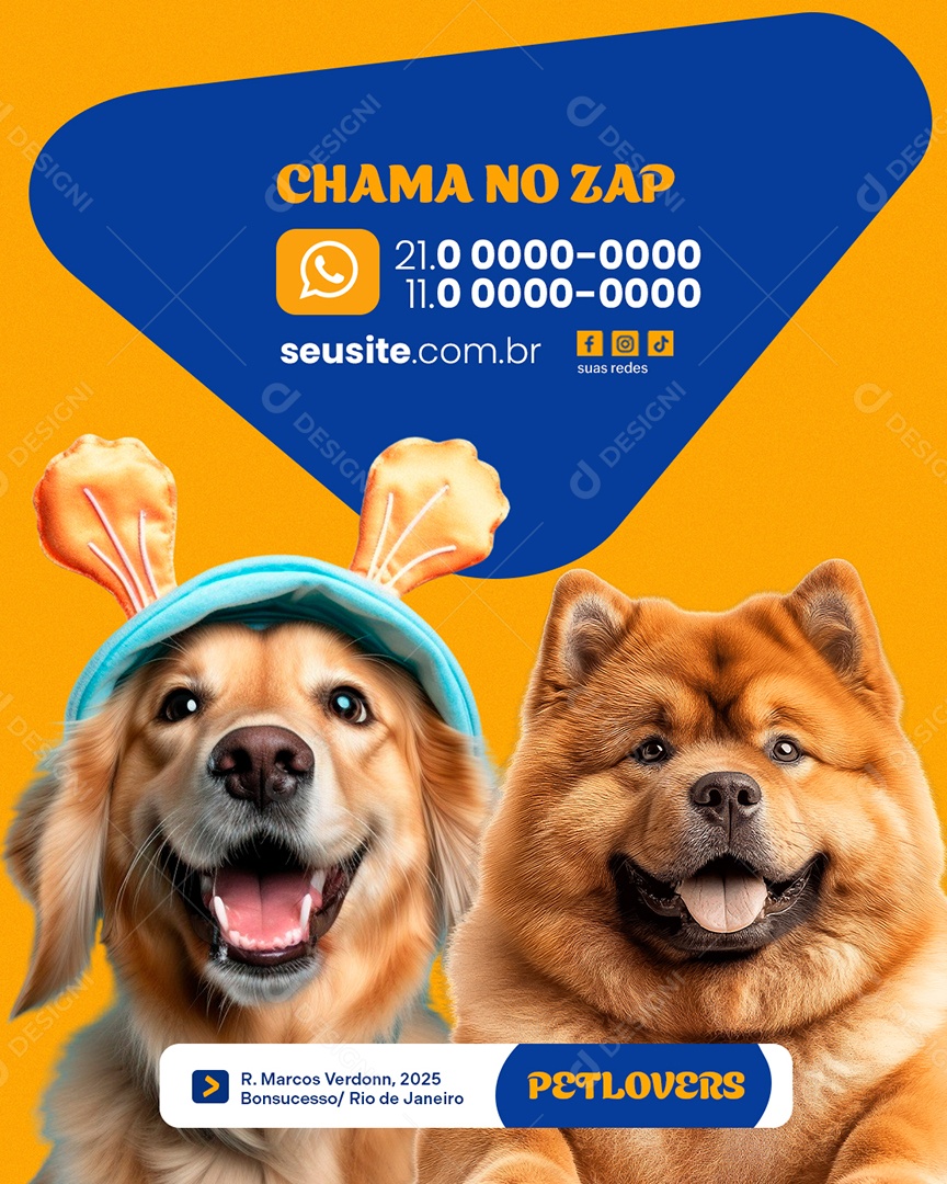 Clinica Veterinária Chama no Zap Social Media PSD Editável