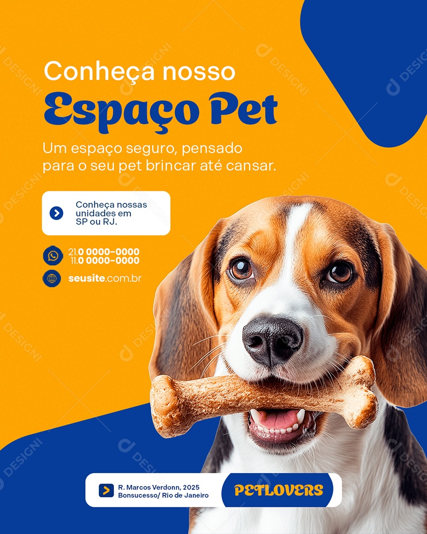 Clinica Veterinária Conheça nosso Espaço Pet Social Media PSD Editável