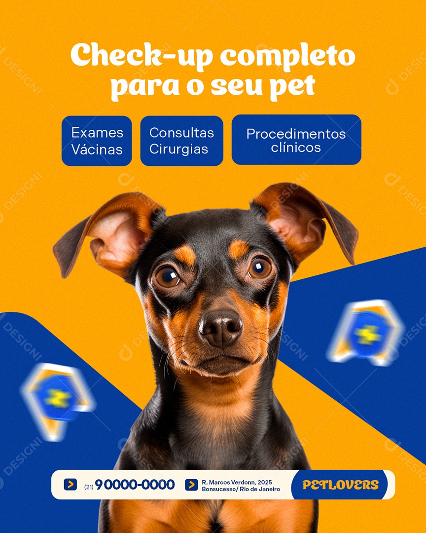 Clinica Veterinária Exames Vácinas Consultas Cirurgias Social Media PSD Editável