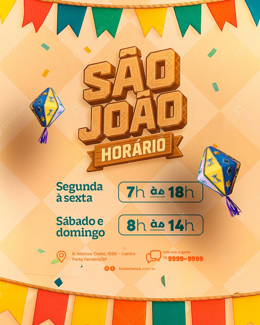 Avisos Comunicado São João Horário Social Media PSD Editável