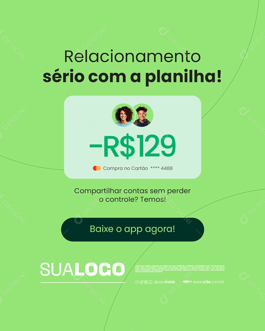Banco Digital Relacionamento Sério com a Planilha Social Media PSD Editável