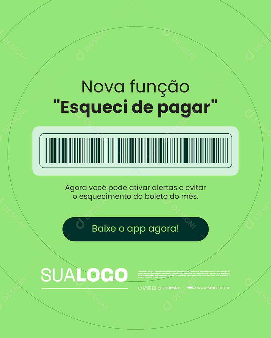 Banco Digital Nova Função Esqueci de Pagar Social Media PSD Editável