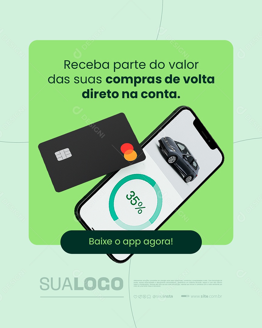 Banco Digital Receba Parte do Valor das Suas Compras Social Media PSD Editável