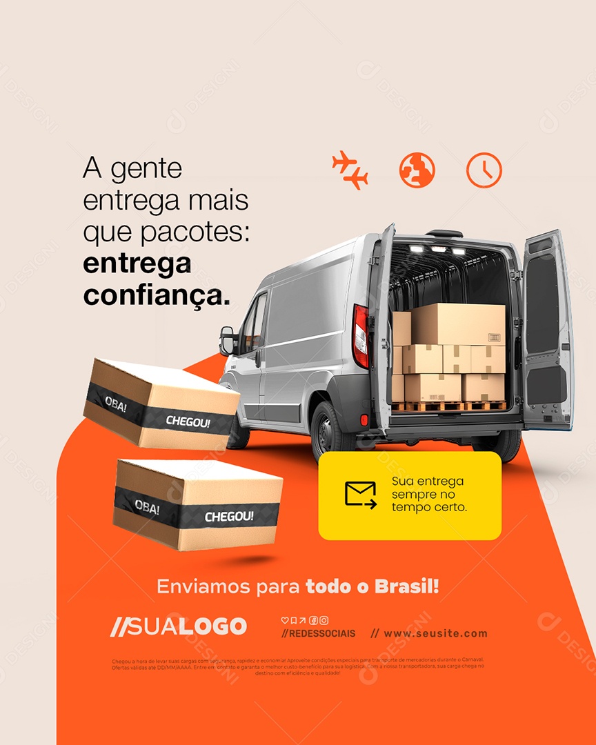 Transportadora A Gente Entrega Mais Que Pacotes Social Media PSD Editável