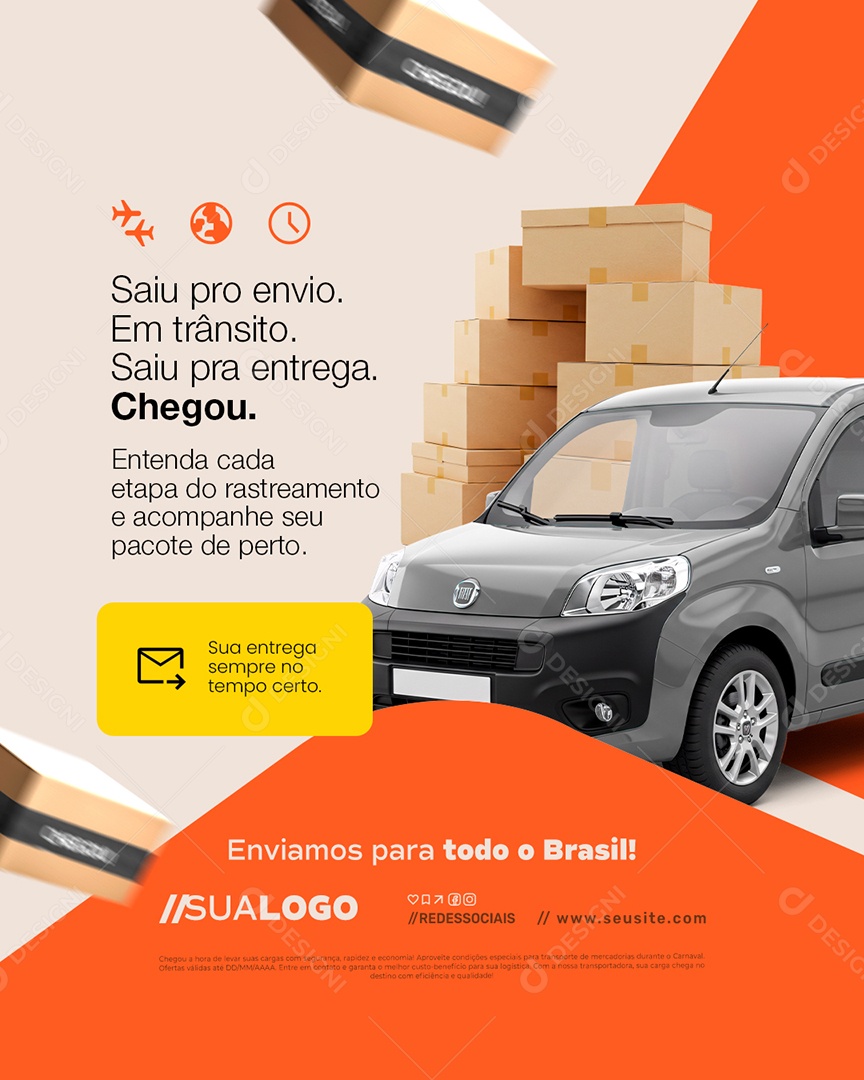 Transportadora Saiu pro Envio Social Media PSD Editável
