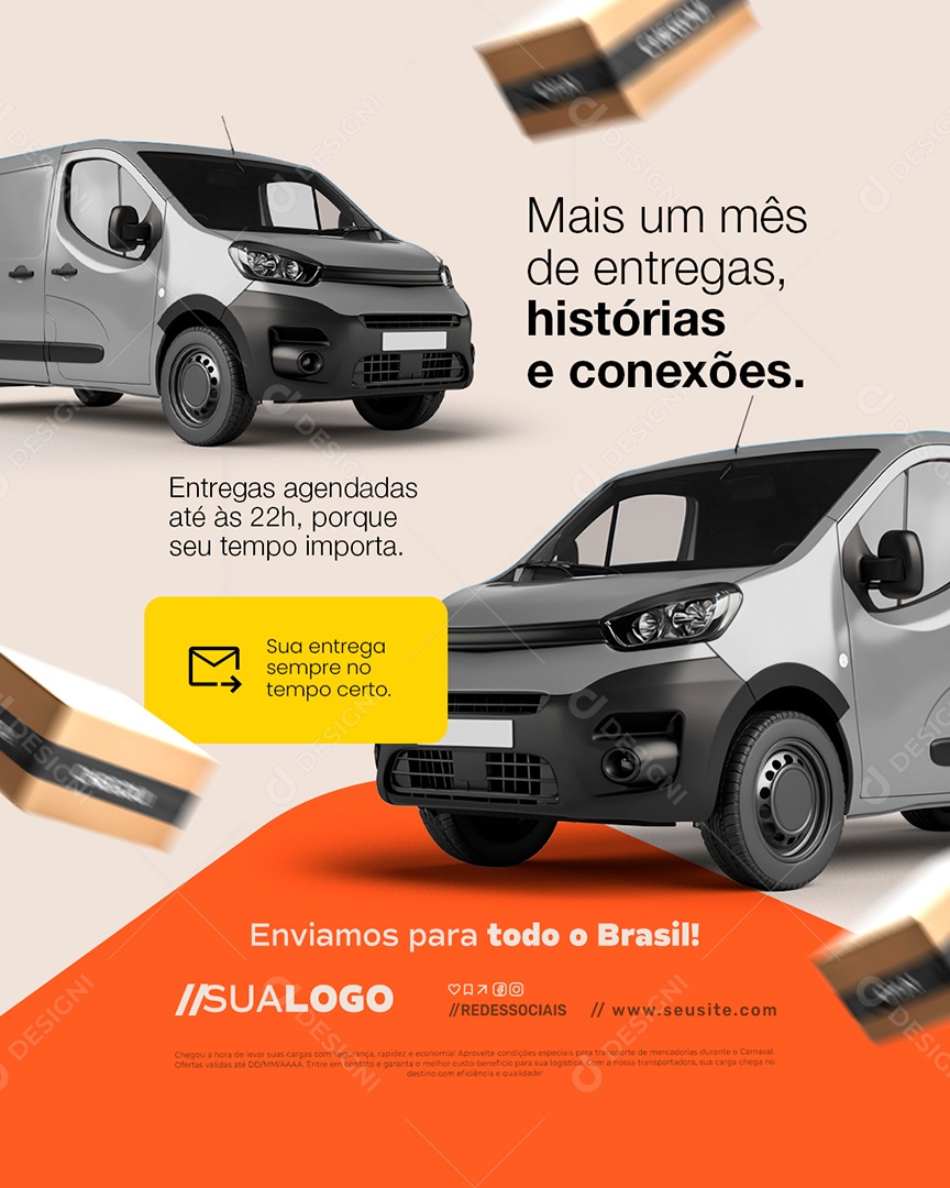 Transportadora Mais um Mês de Entregas Social Media PSD Editável