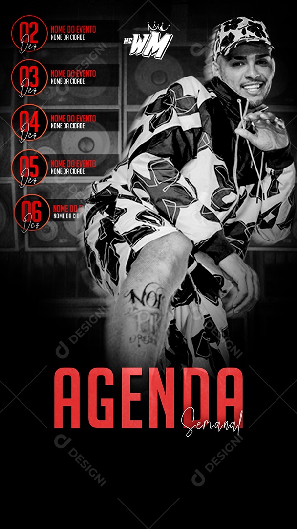 Story Flyer Próximos Shows Agenda Semanal Social Media PSD Editável