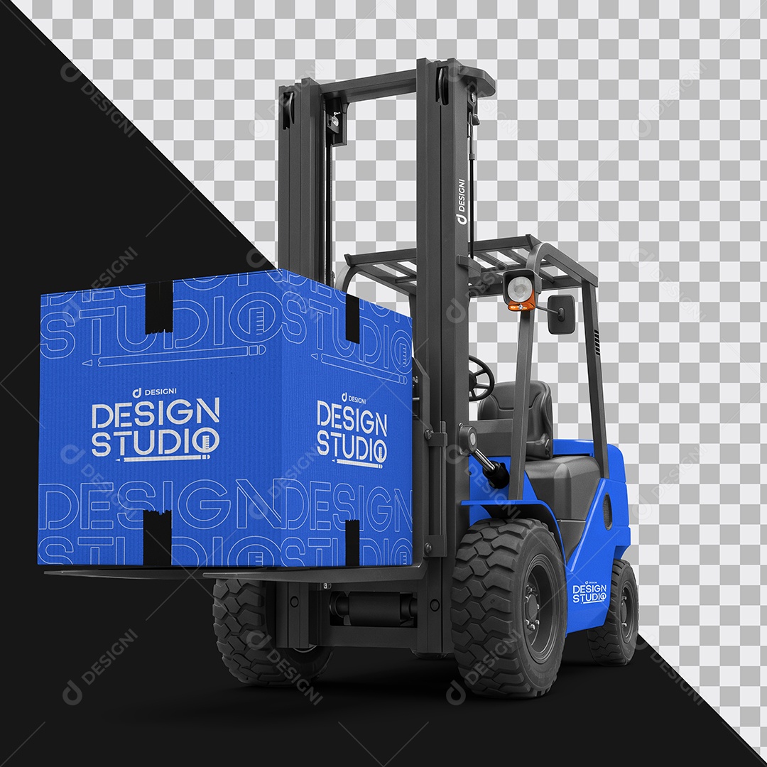 Mockup Empilhadeira com Caixa de Papelão PSD Editável