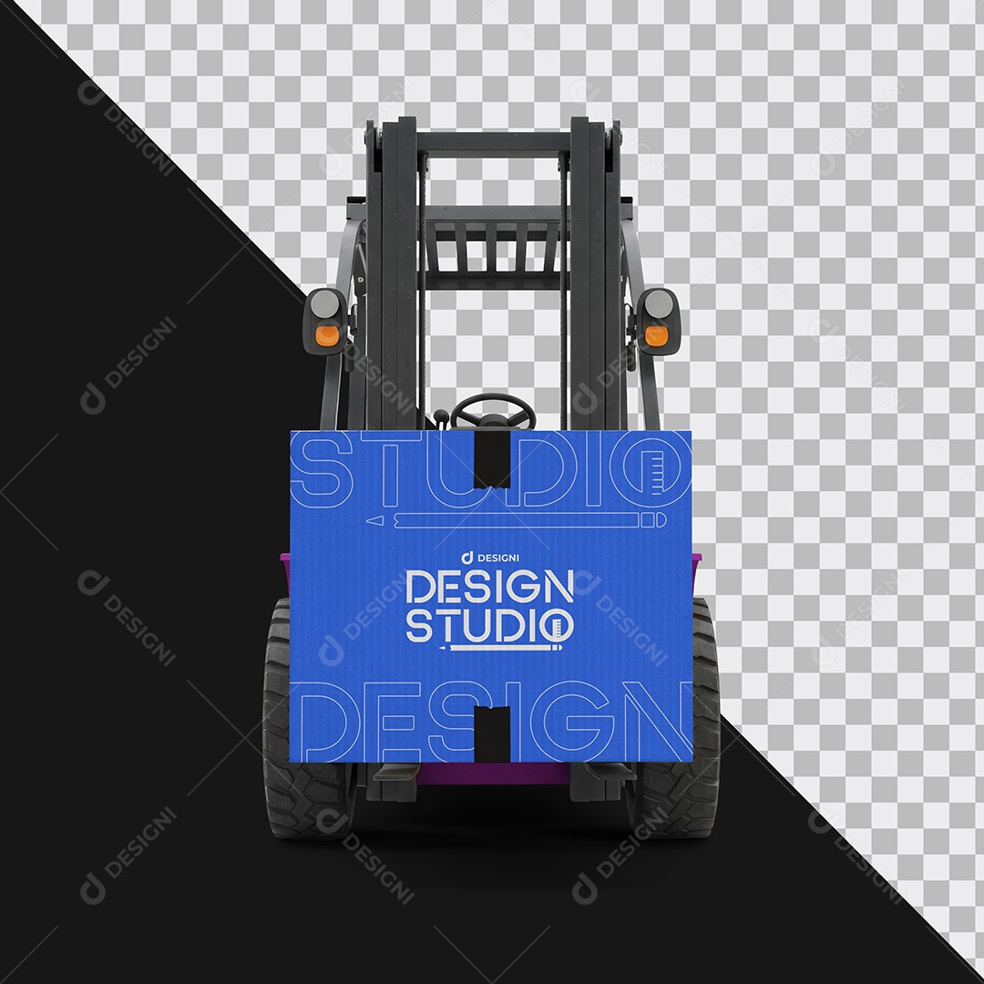 Mockup Empilhadeira de Frente com Caixa de Papelão PSD Editável