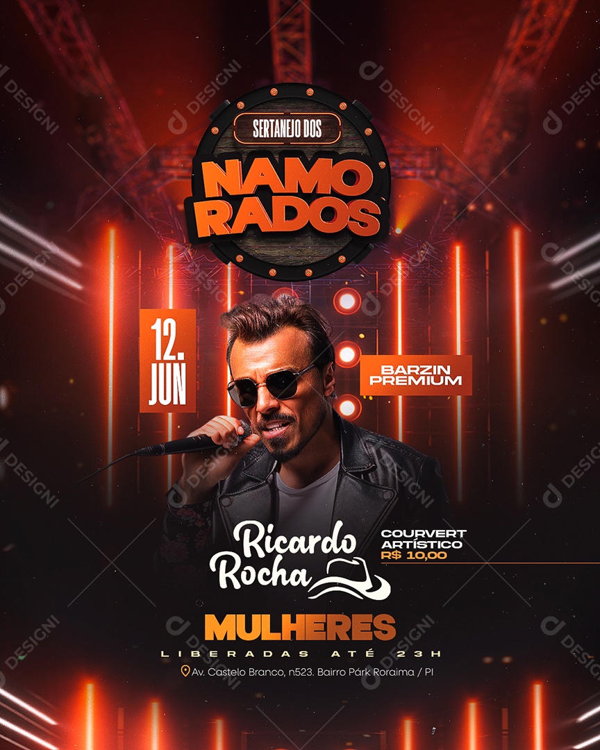 Flyer Sertanejo dos Namorados Social Media PSD Editável