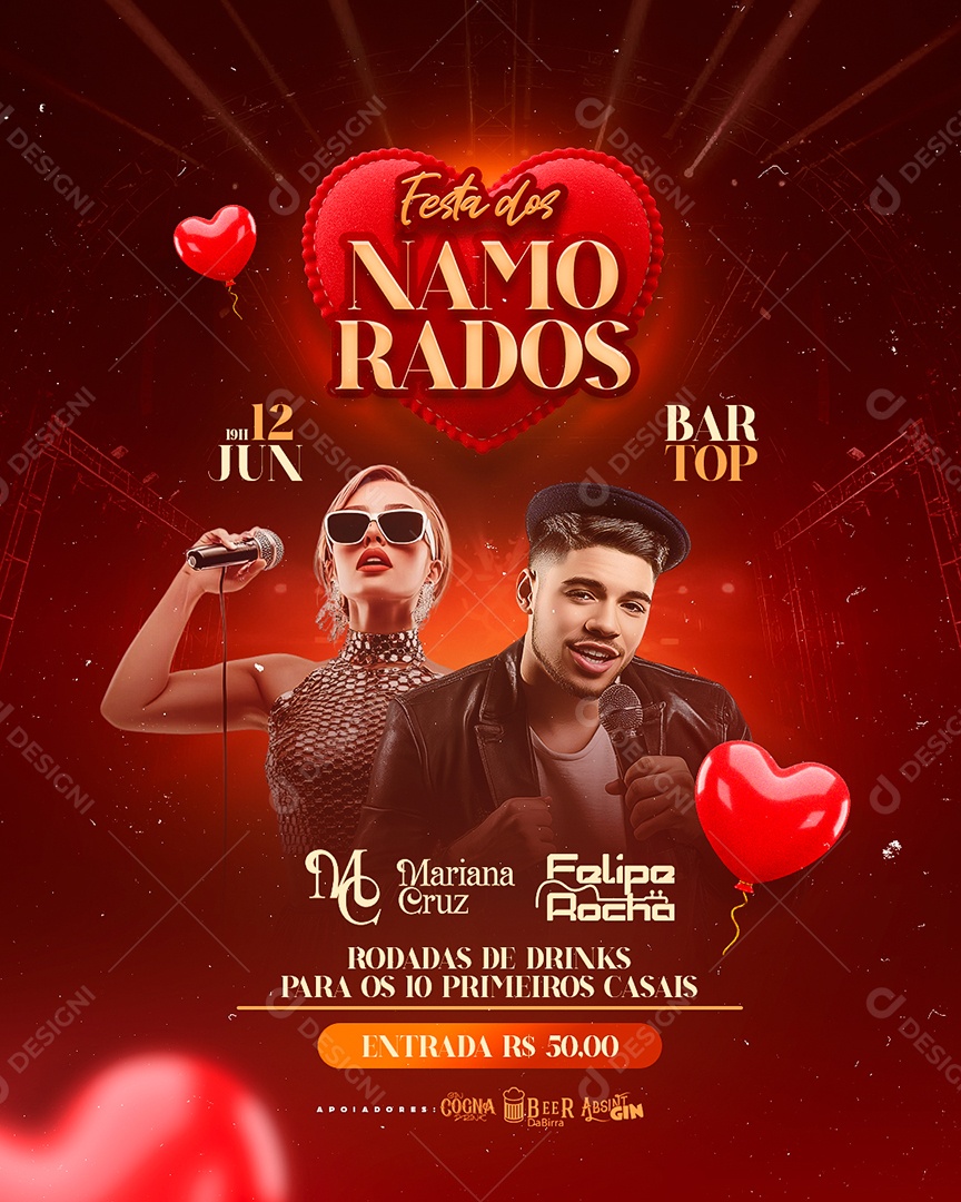 Flyer Festa dos Namorados Social Media PSD Editável
