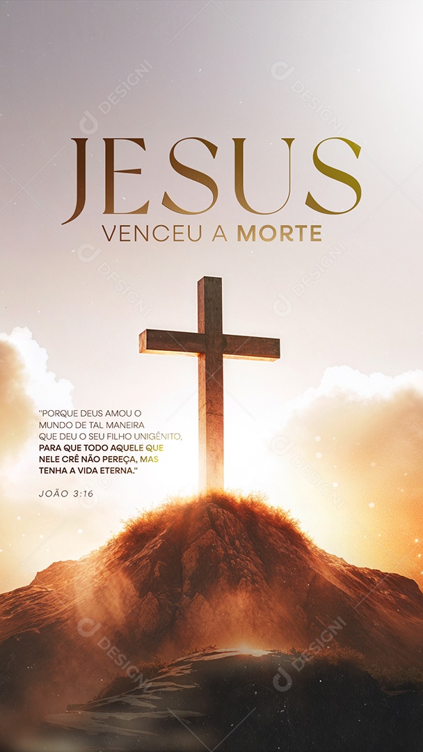 Story Páscoa Jesus Venceu a Morte Social Media PSD Editável
