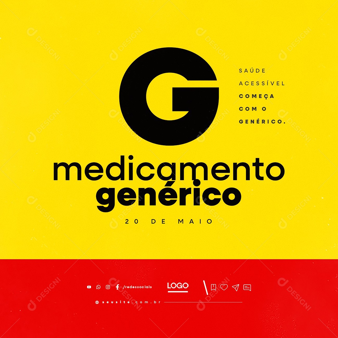 Dia do Medicamento Genérico 20 de Maio Social Media PSD Editável