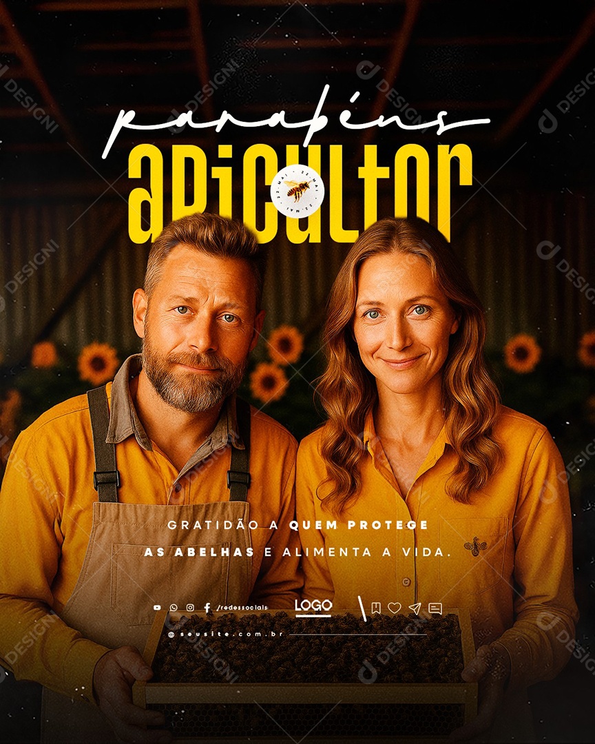 Dia do Apicultor 22 de Maio Parabéns Social Media PSD Editável