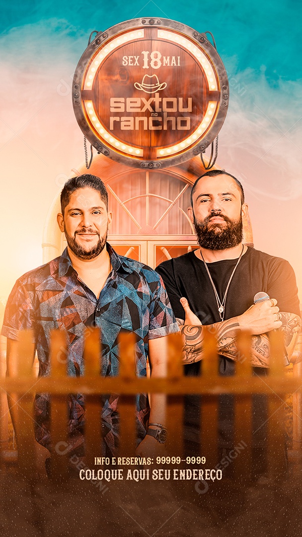Flyer Sextou no Rancho Balada Sertanejo Jorge E Mateus  Social Media PSD Editável