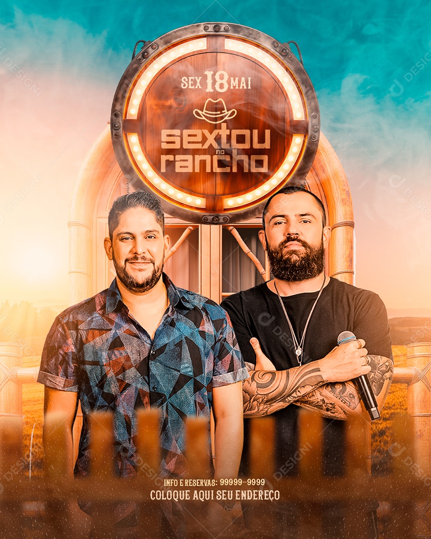 Flyer Sextou no Rancho Balada Sertanejo Jorge E Mateus Social Media PSD Editável