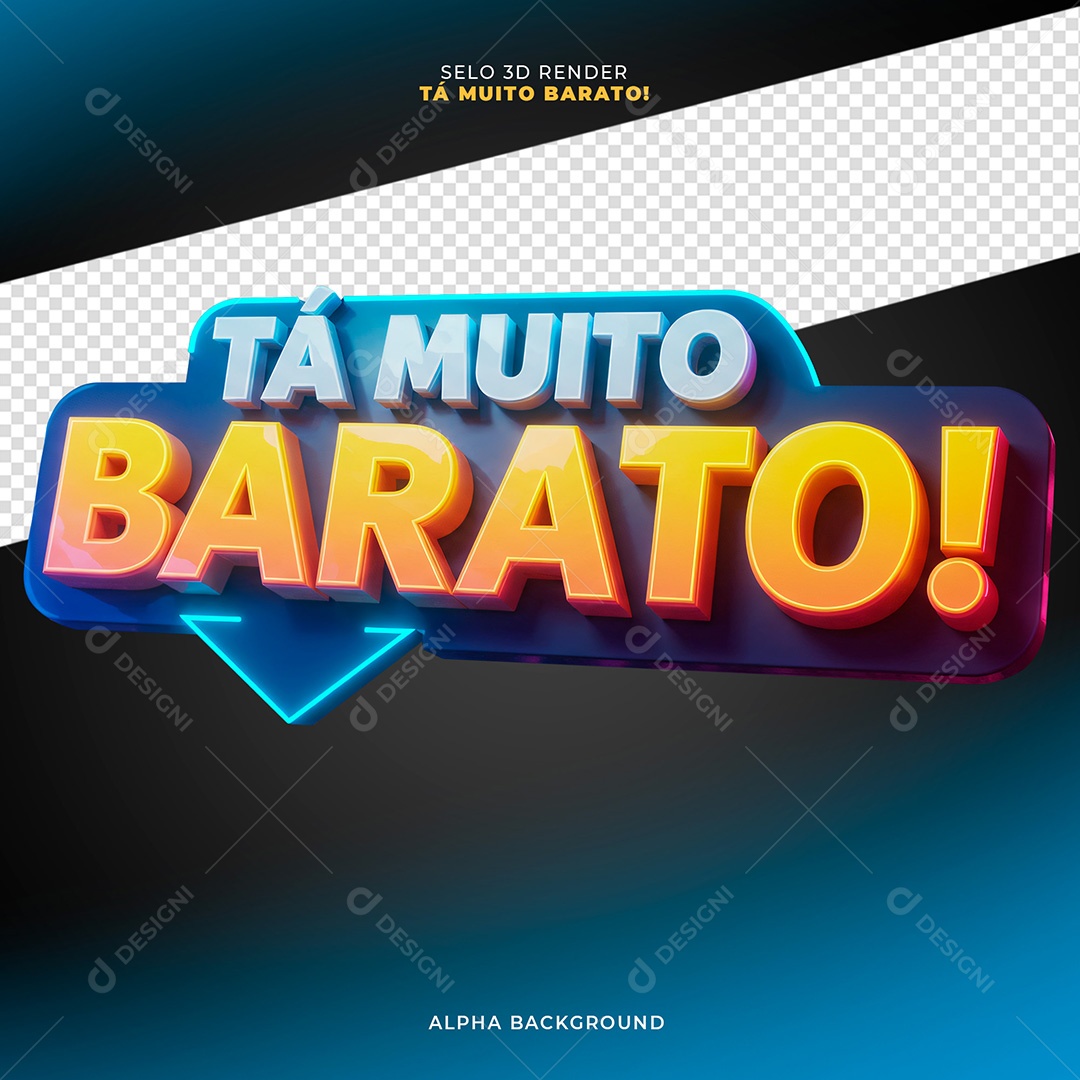 Tá Muito Barato Selo 3D para Composição PSD