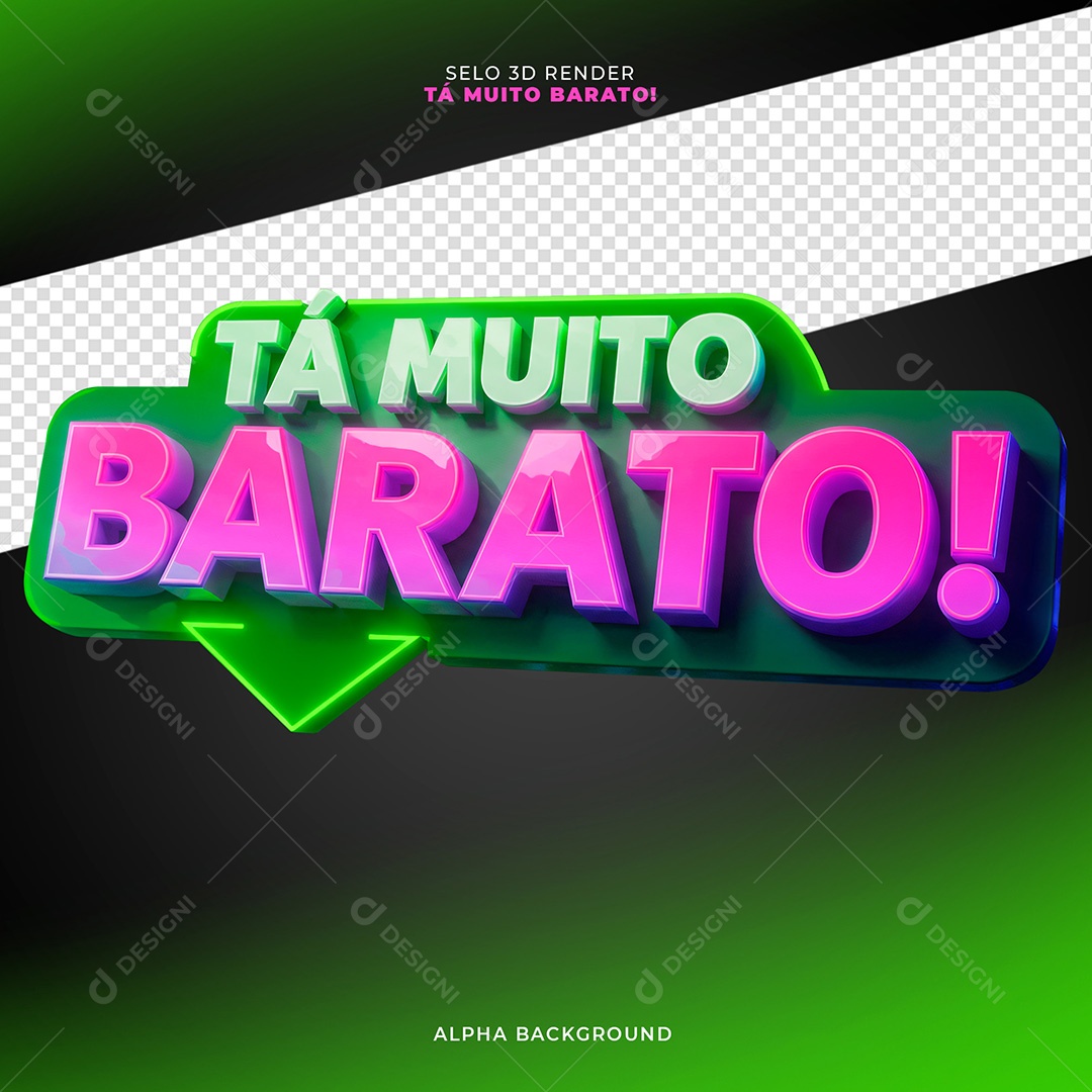 Tá Muito Barato Selo 3D para Composição PSD