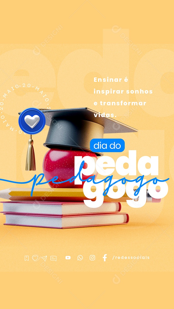 Story Dia do Pedagogo 20 de Maio Social Media PSD Editável