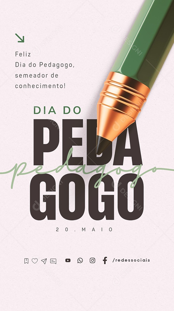 Story Dia do Pedagogo 20 de Maio Social Media PSD Editável