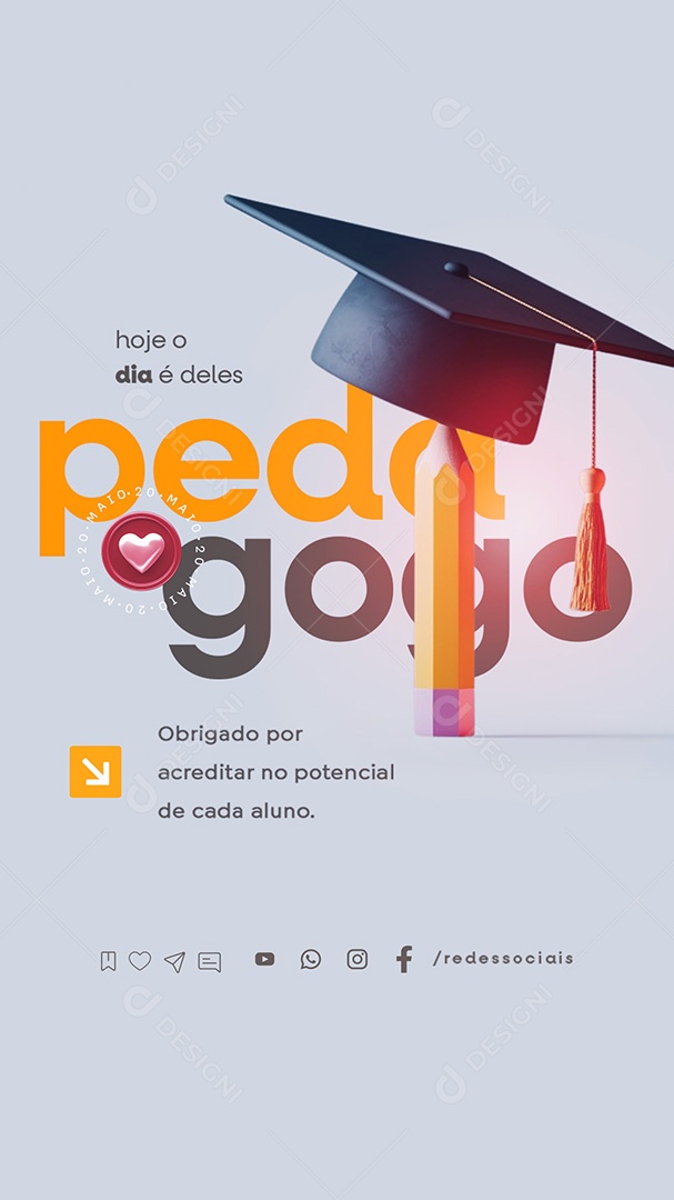 Story Dia do Pedagogo 20 de Maio Social Media PSD Editável