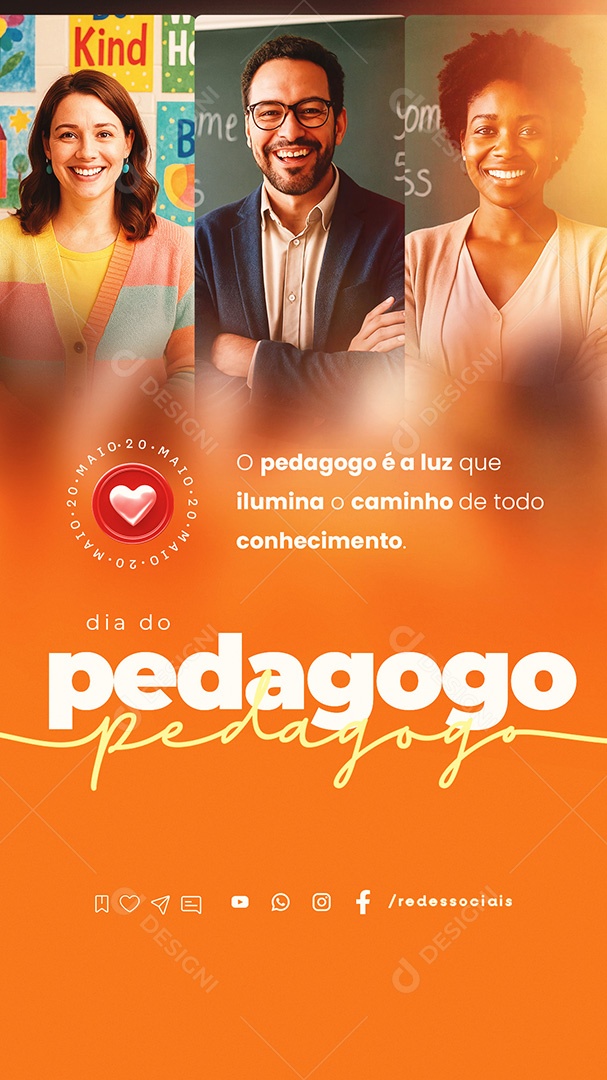 Story Dia do Pedagogo 20 de Maio Social Media PSD Editável