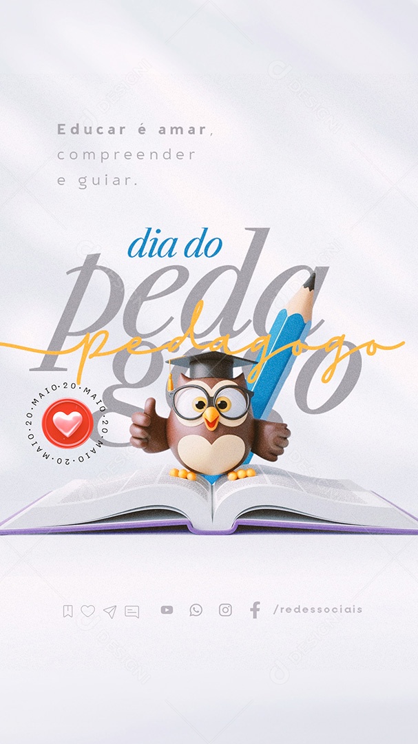 Story Dia do Pedagogo 20 de Maio Social Media PSD Editável