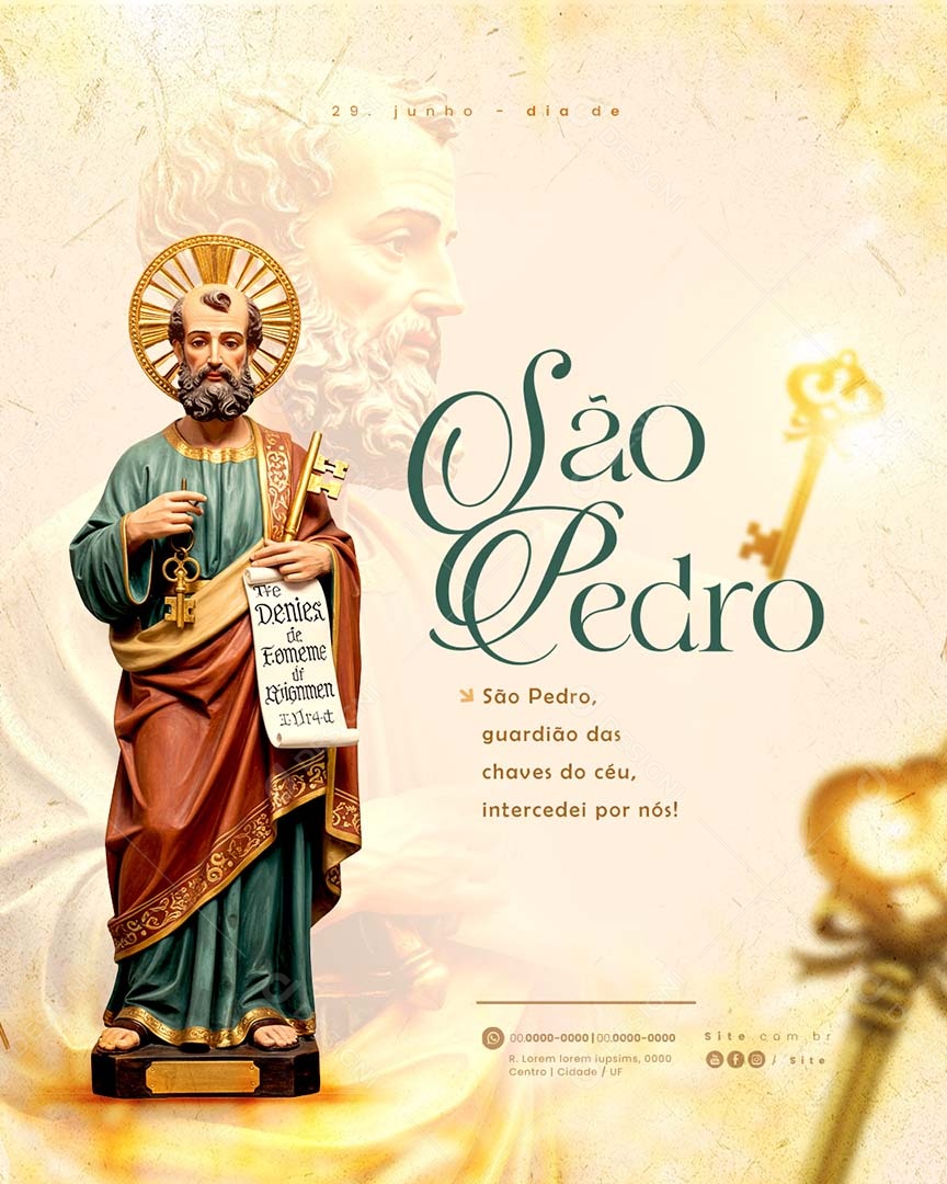 Dia de São Pedro 29 De Junho Social Media PSD Editável