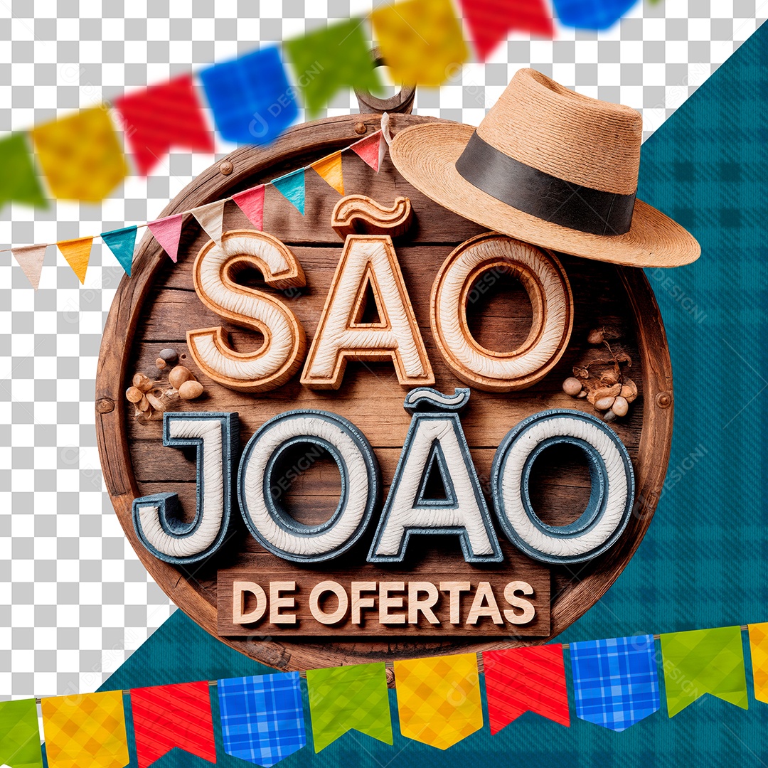 Selo 3D São João de Ofertas Para Composição PSD