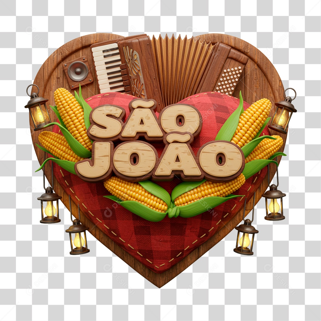 Selo 3D São João Para Composição PNG Transparente