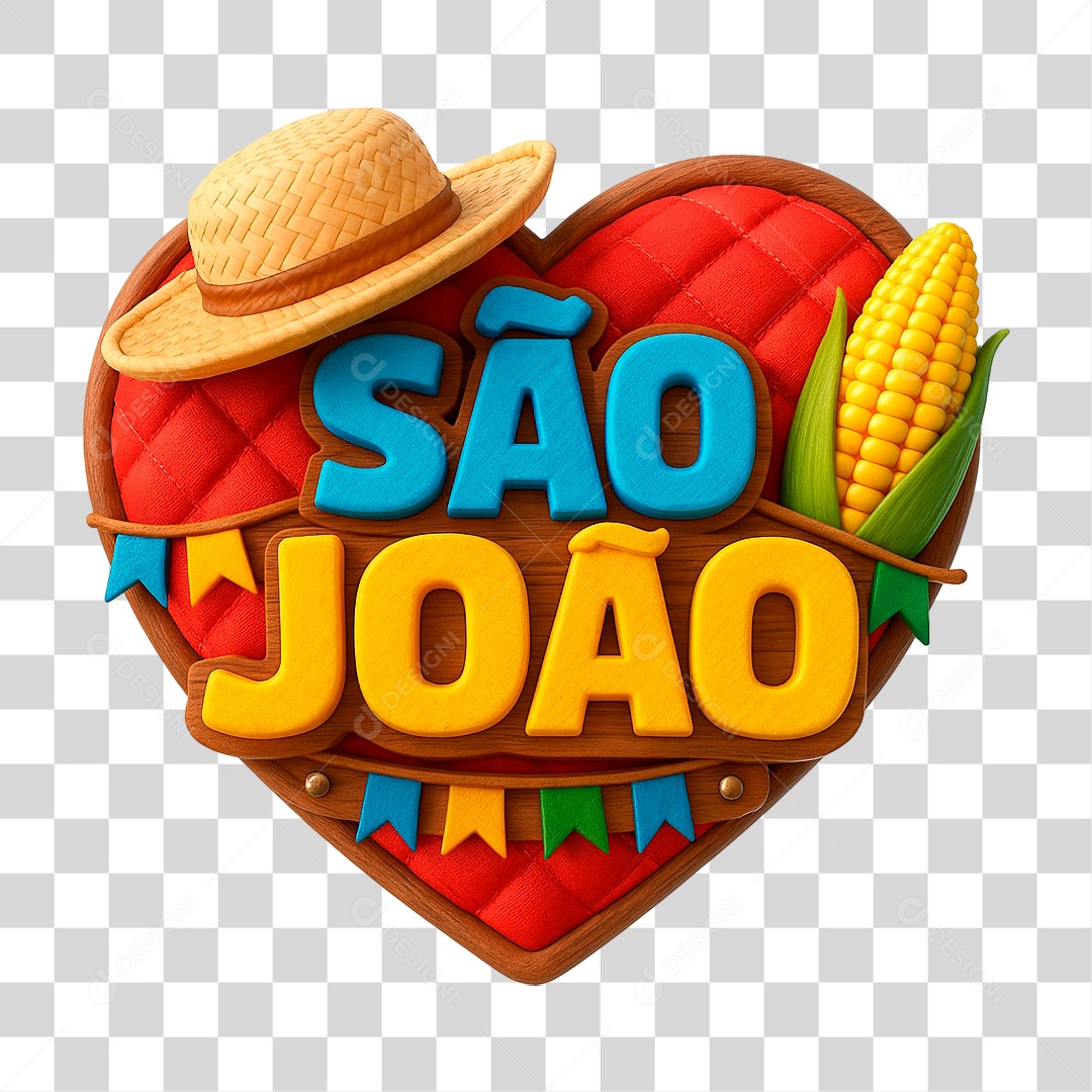 Selo 3D São João Para Composição PNG Transparente