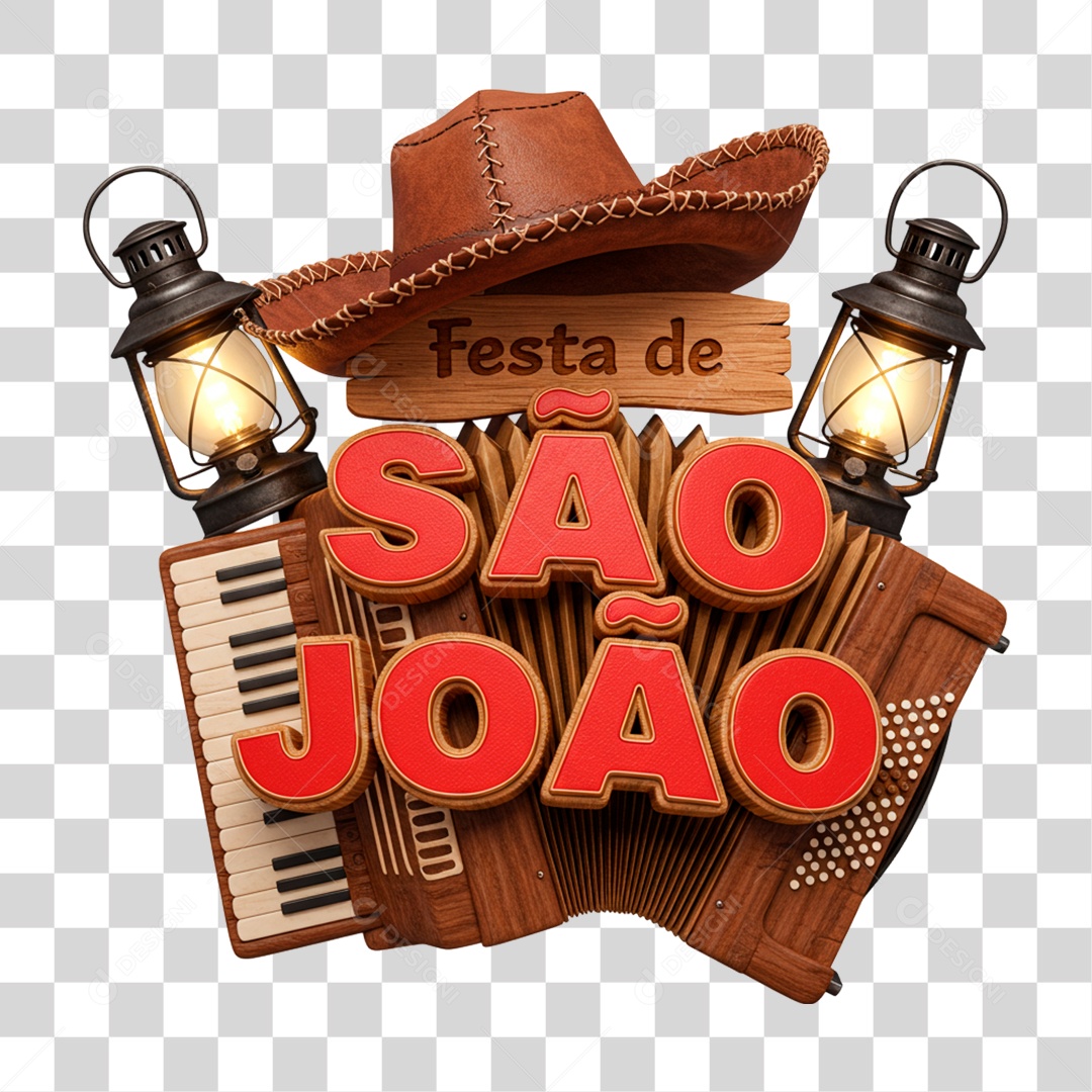 Selo 3D São João Para Composição PNG Transparente