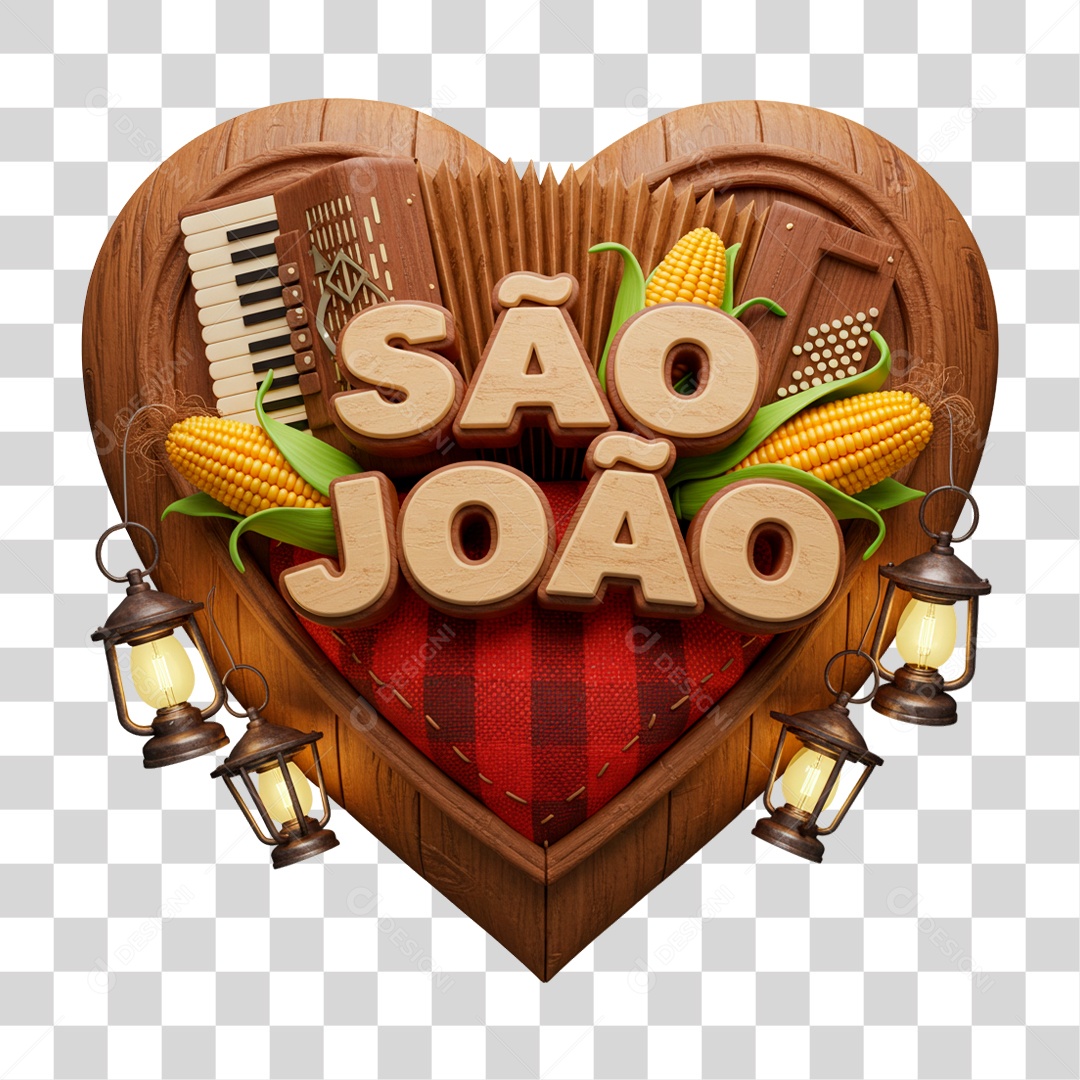 Selo 3D São João Para Composição PNG Transparente