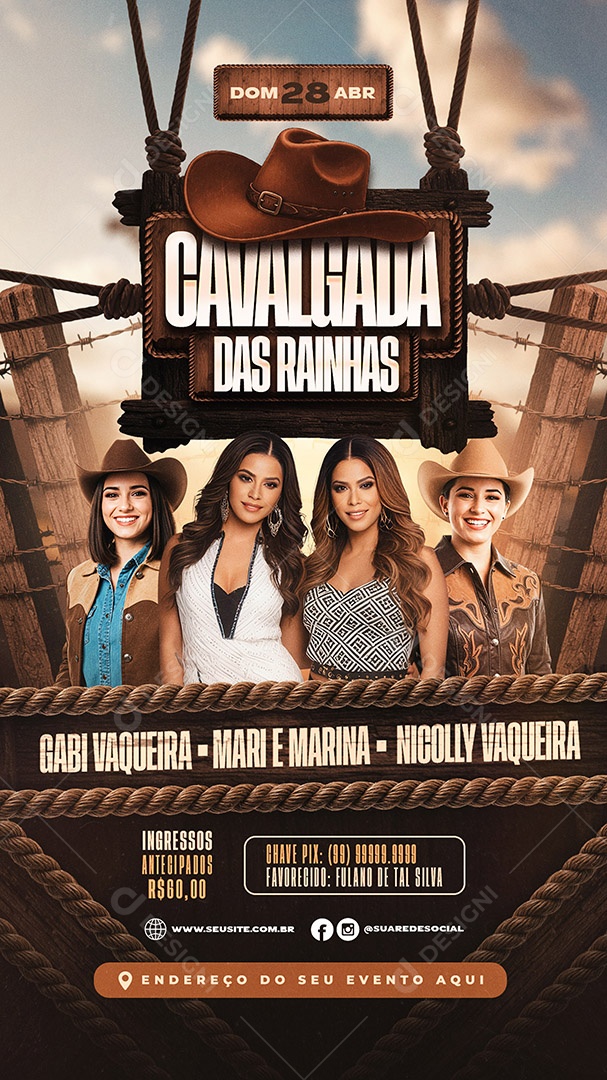 Story Flyer Cavalgada Das Rainhas Social Media PSD Editável