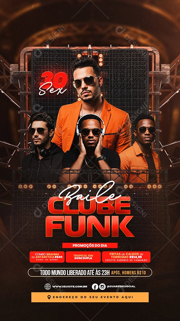 Story Flyer Baile Club Funk Social Media PSD Editável